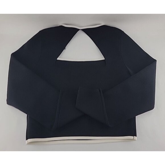 New Women's Sincerely Jules LS Black Open Back Crop Sweater Sz M Sleek Edgy Vibe - Picture 8 of 9
